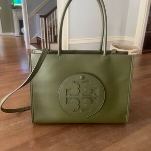 Tory Burch Green small Bio Tote Bag with Signature Logo
